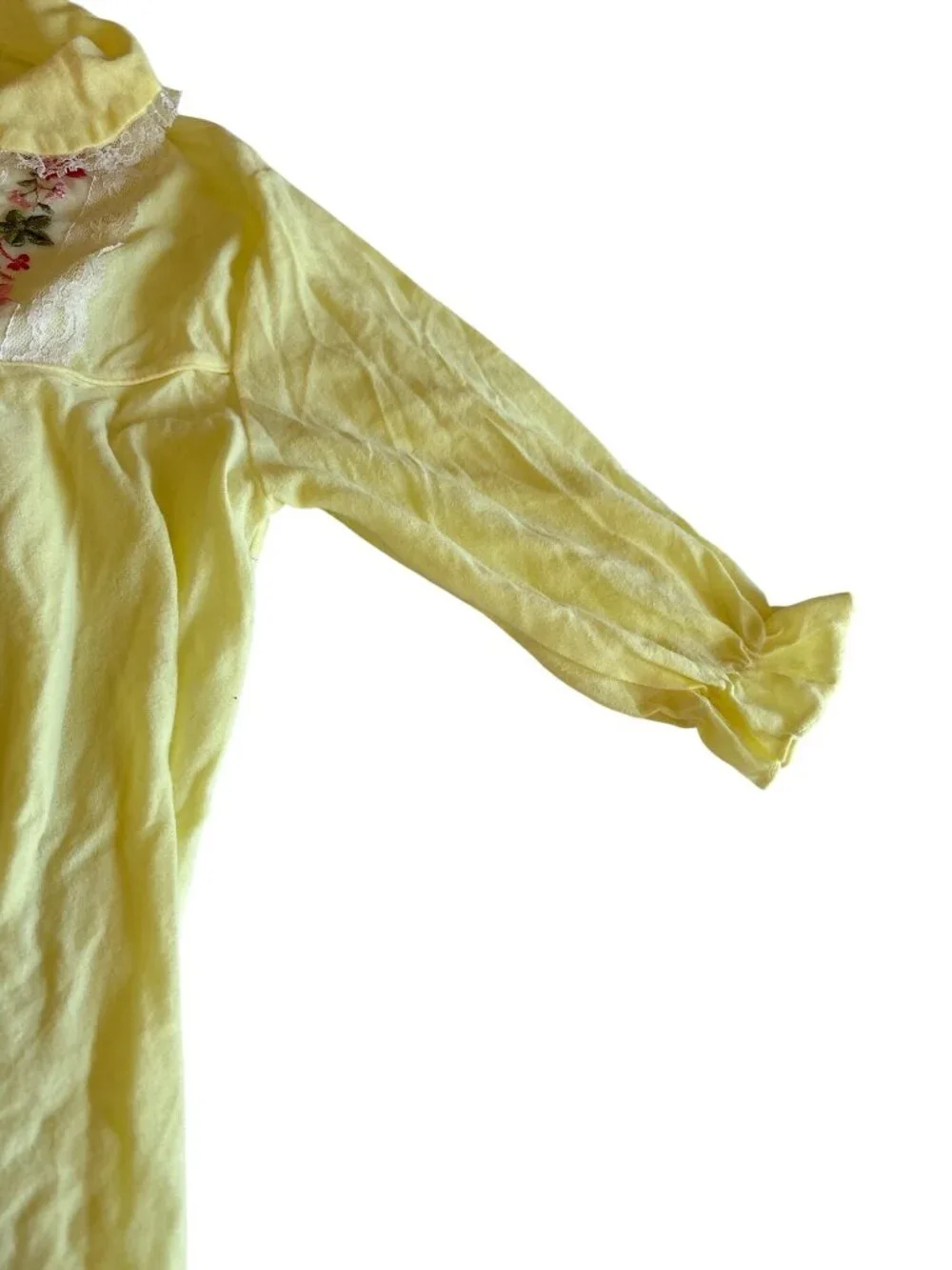 Vintage 1960 JCPenney Yellow Nightgown Lace Trim Long Sleeves Size Medium Girls